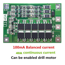 Load image into Gallery viewer, 3S 40A Li-ion Lithium Battery Charger Lipo Cell Module PCB BMS Protection Board For Drill Motor 12.6V with Balance